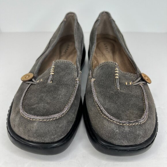 Array Womens Superior Gray Leather Flat Square Toe Slip On Size 12 N Loafers - Picture 3 of 9
